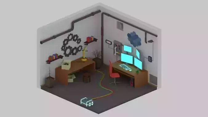 Office room with desk and computer