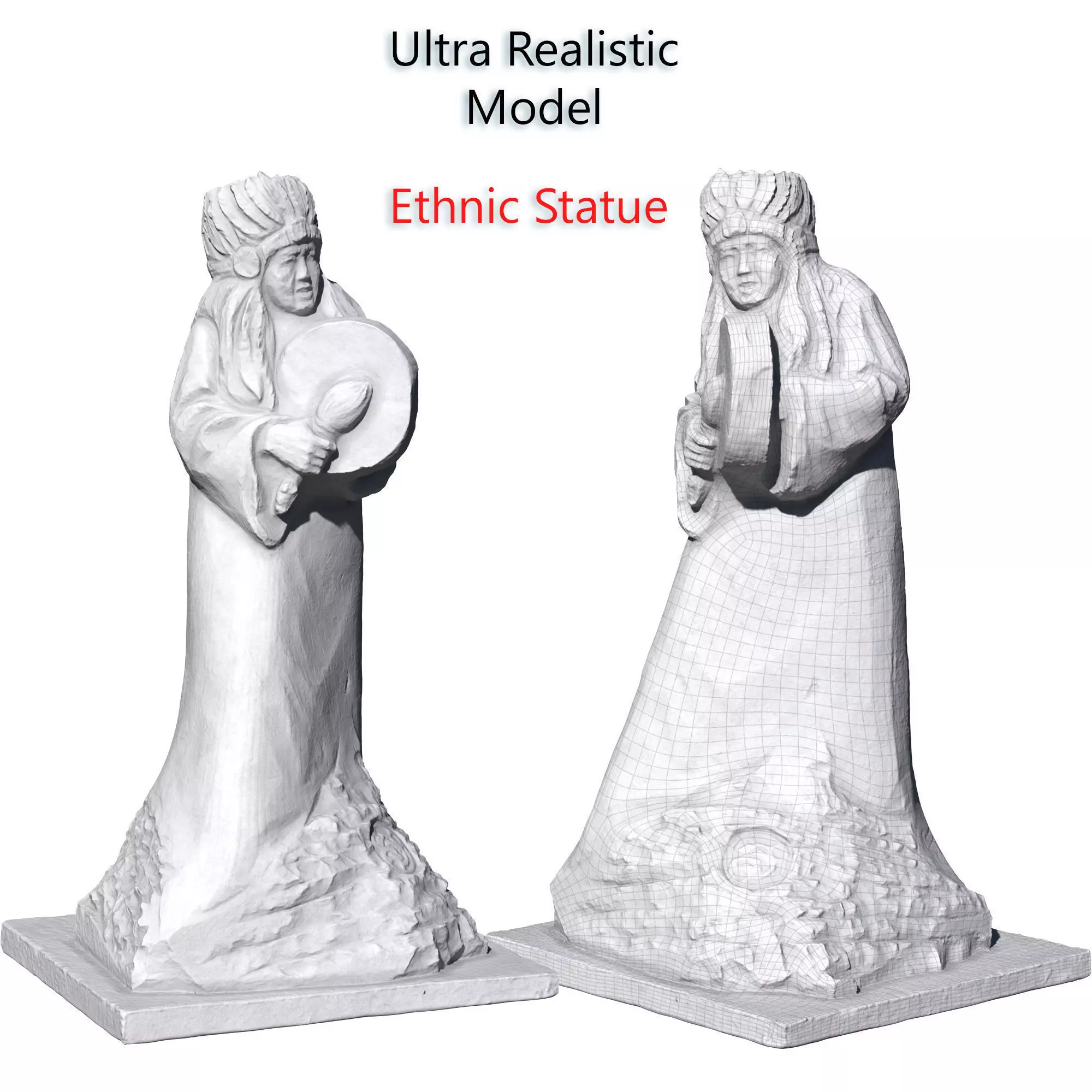 Ultra realistic Ethnic Statue Scan Low-poly 3D model