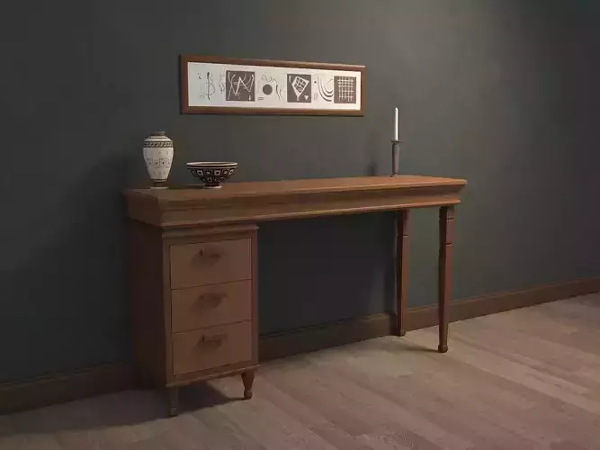 Sideboard desk with two drawers and mirror