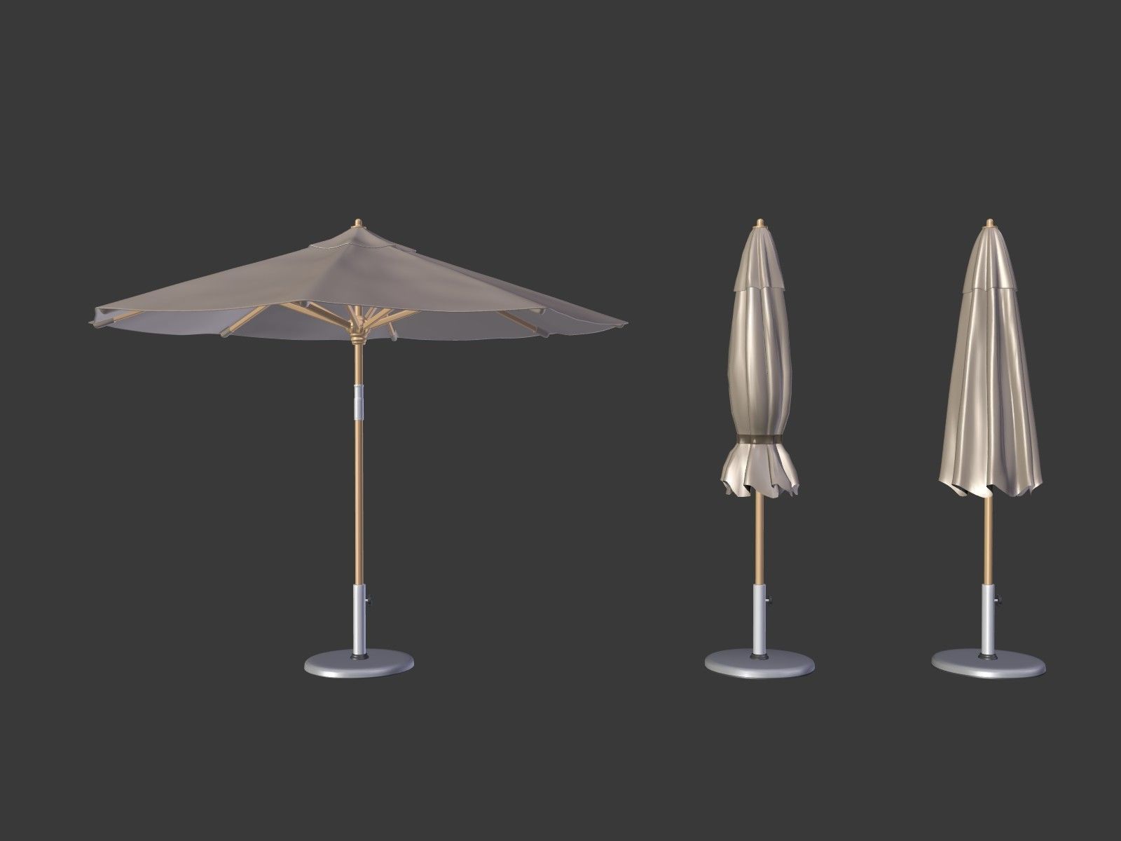 Umbrella Patio Parasol 1 Low-poly 3D model_1