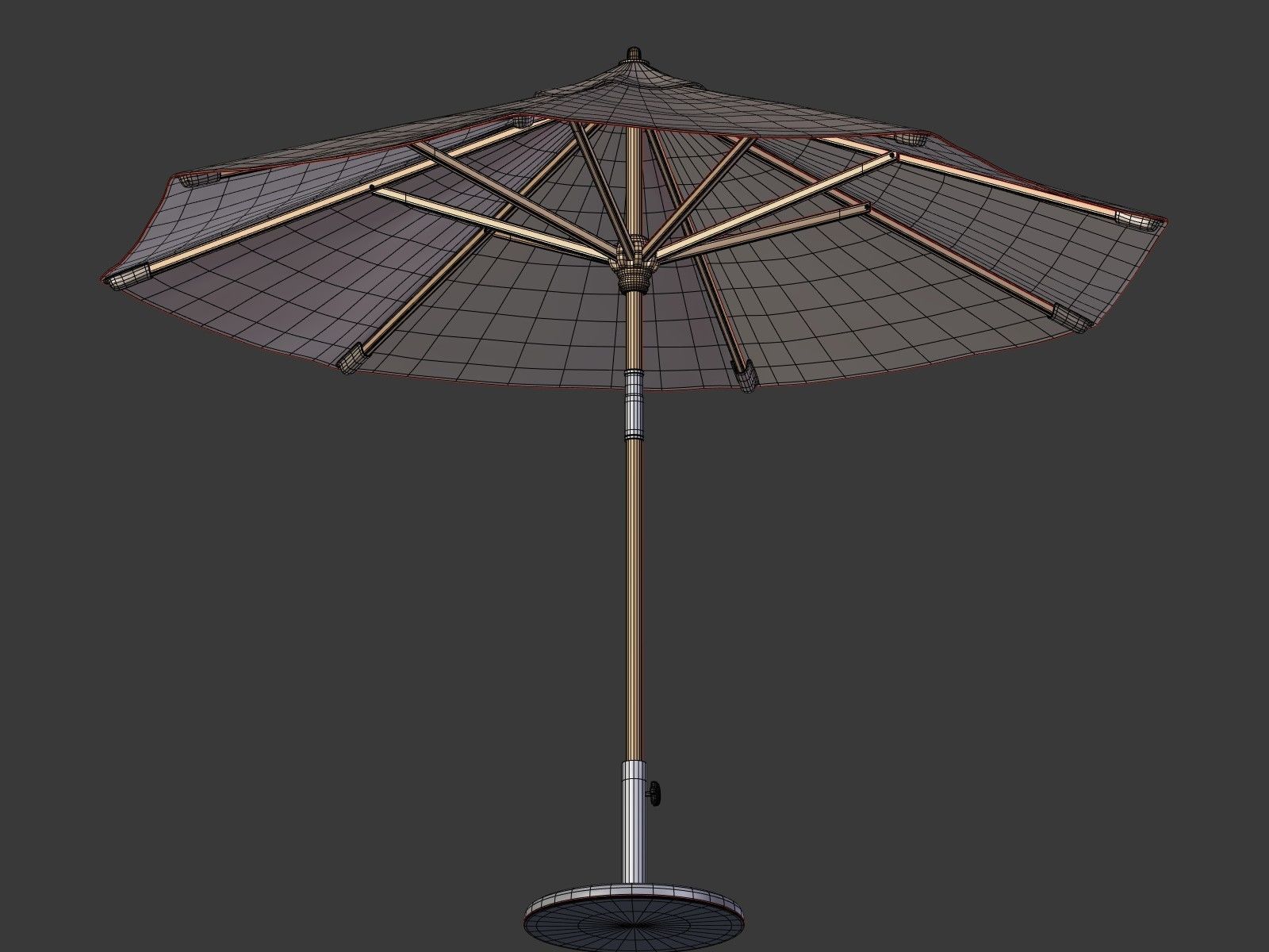 Umbrella Patio Parasol 1 Low-poly 3D model_3