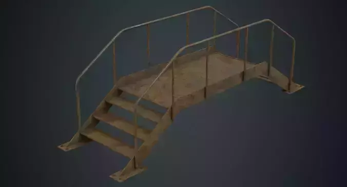 Stair 2D Low-poly 3D model