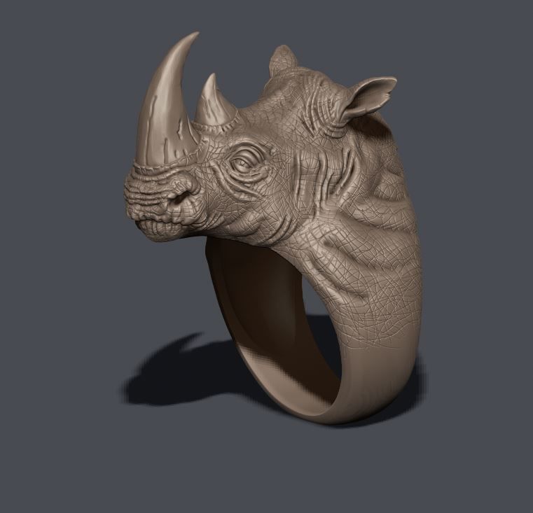 Rhino ring 3D print model_3