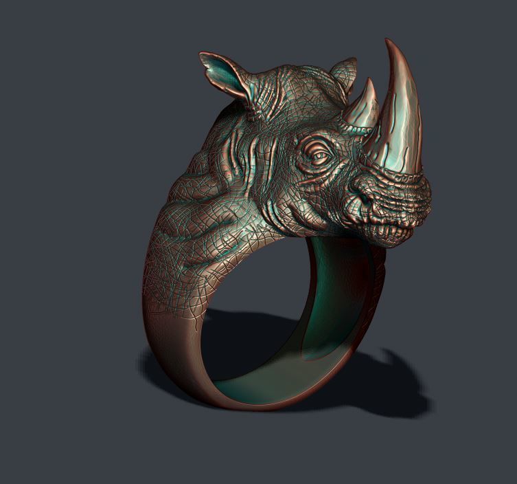 Rhino ring 3D print model_5