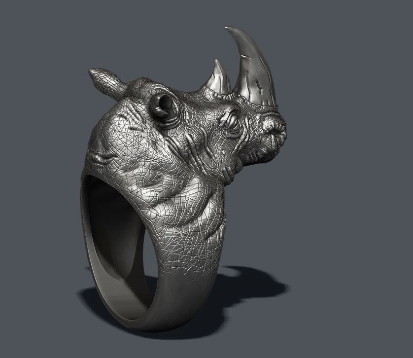 Rhino ring 3D print model_6