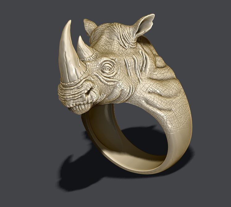 Rhino ring 3D print model_4
