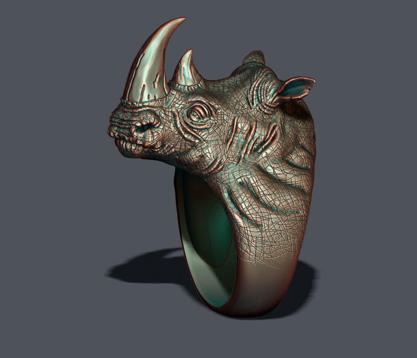 Rhino ring 3D print model_7
