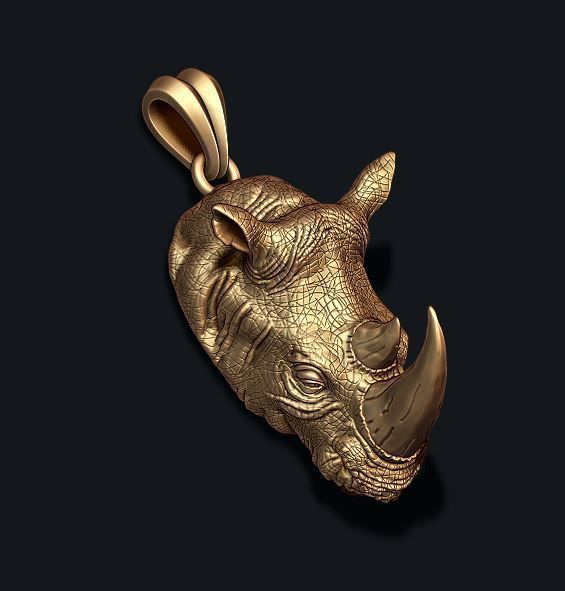 Rhino pendant 3D print model_6