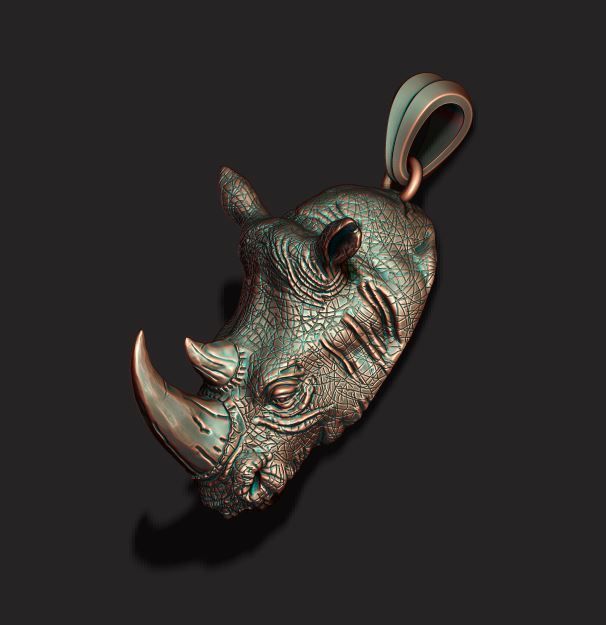 Rhino pendant 3D print model_2
