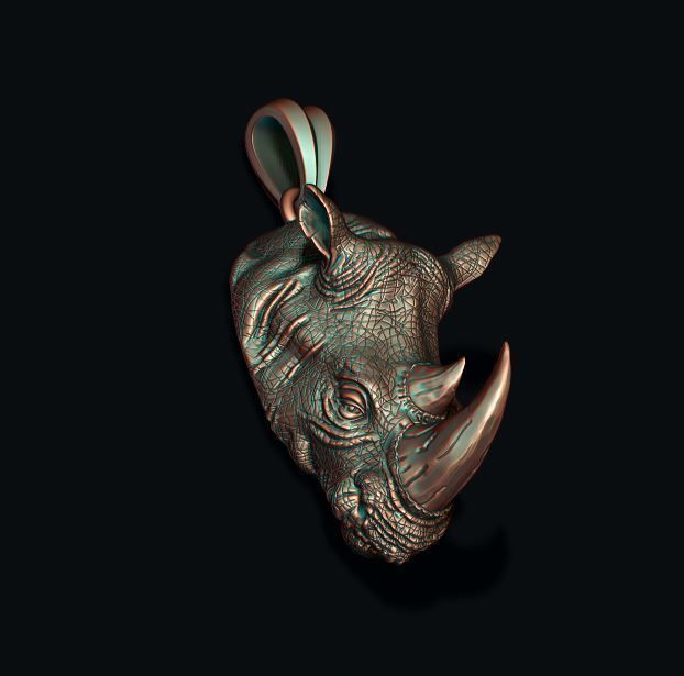 Rhino pendant 3D print model_3