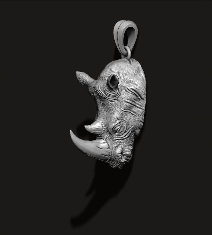 Rhino pendant 3D print model_5