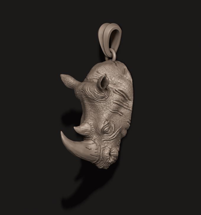 Rhino pendant 3D print model_4
