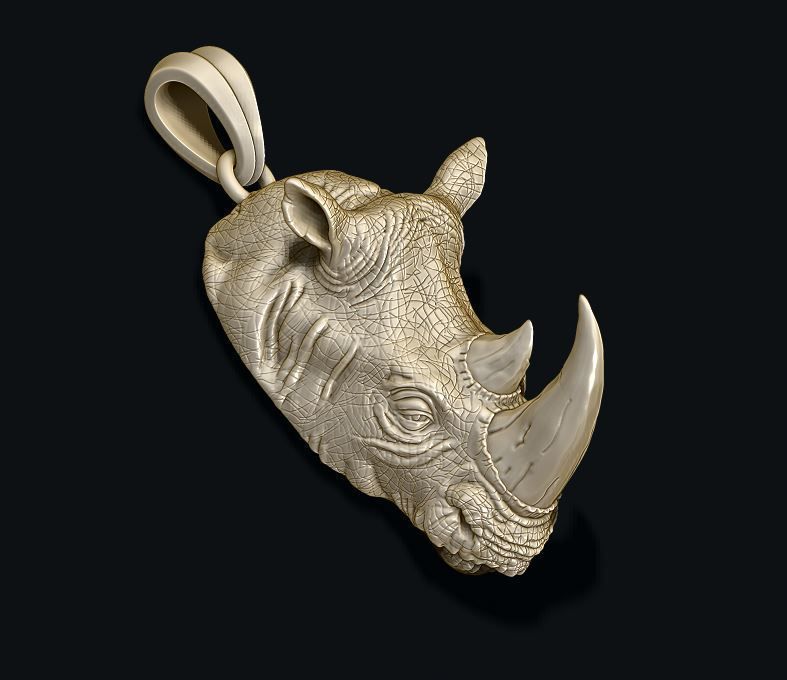 Rhino pendant 3D print model_7