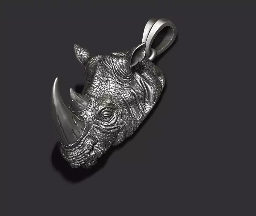 Rhino pendant 3D print model_0