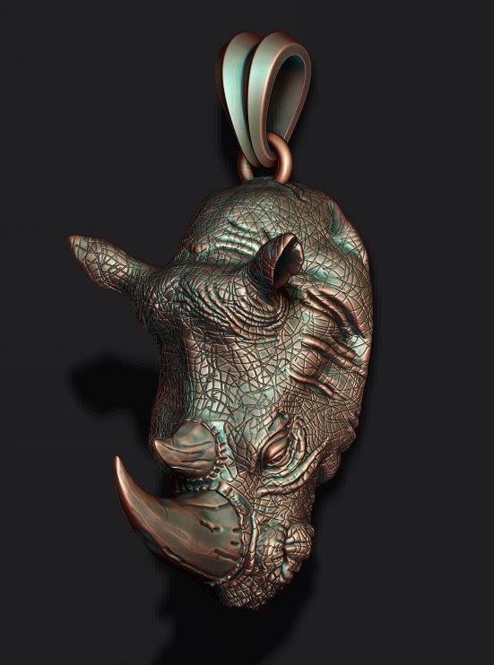 Rhino pendant 3D print model_1