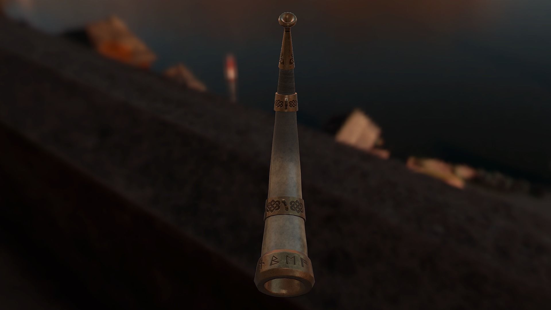 Runed horn Low-poly 3D model_3