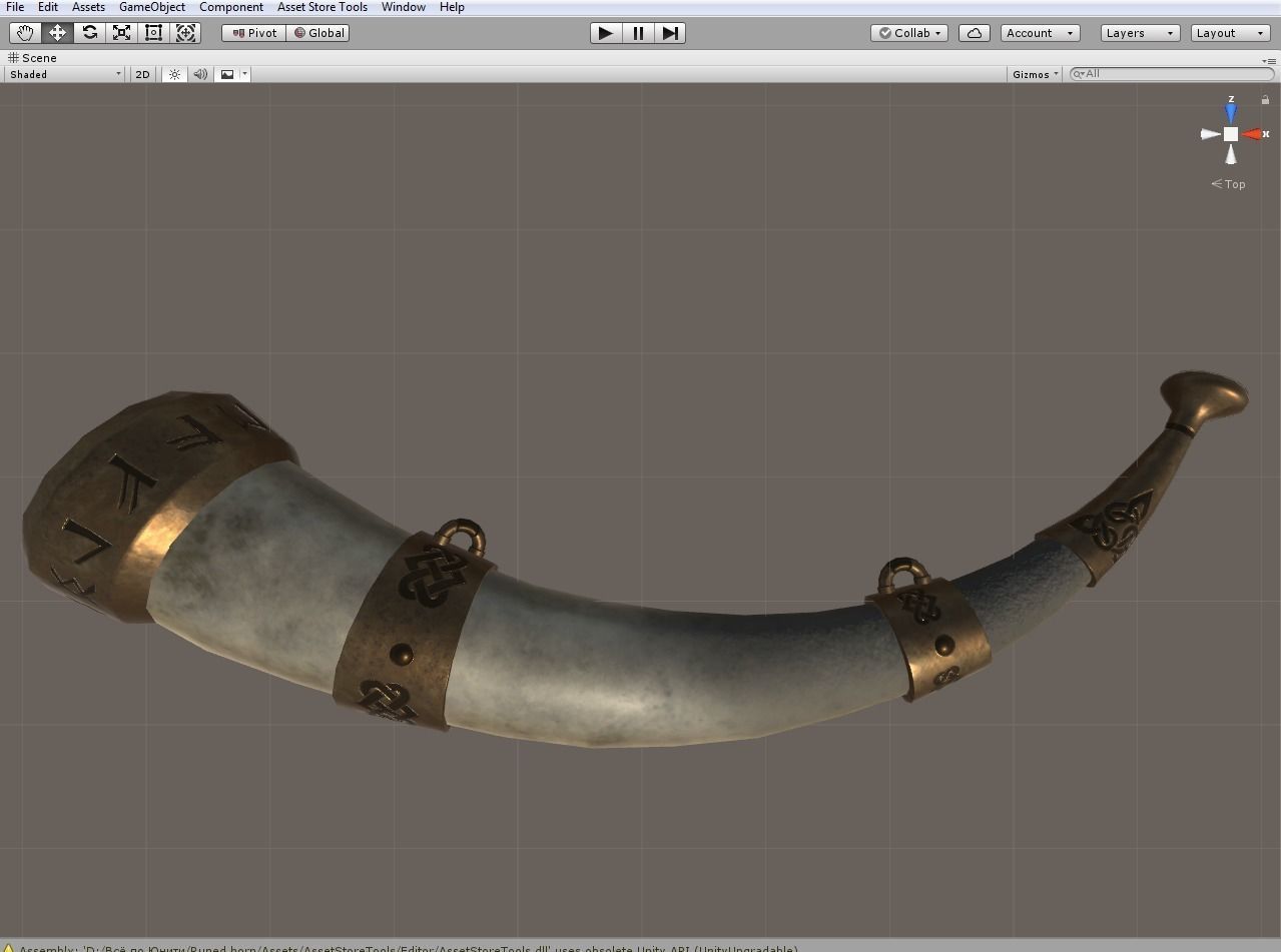 Runed horn Low-poly 3D model_4
