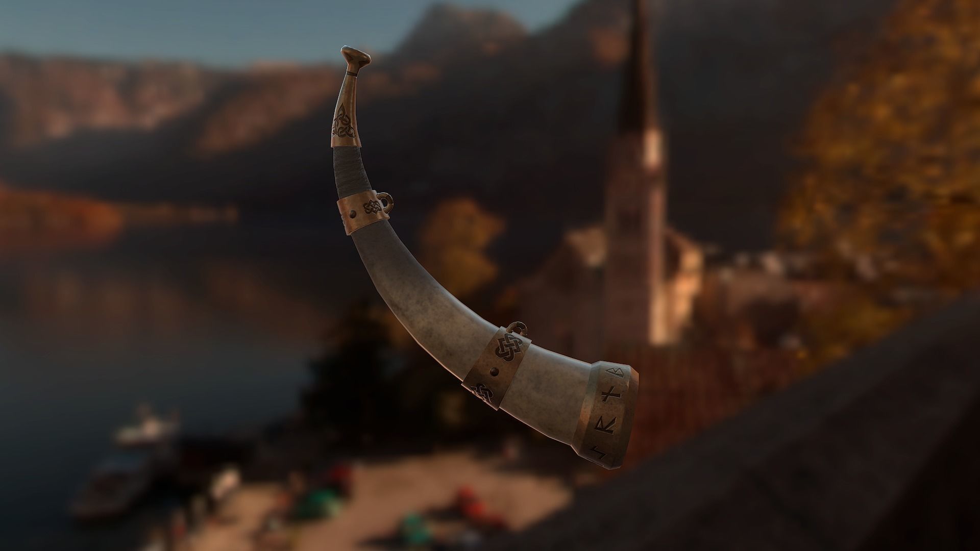 Runed horn Low-poly 3D model_1