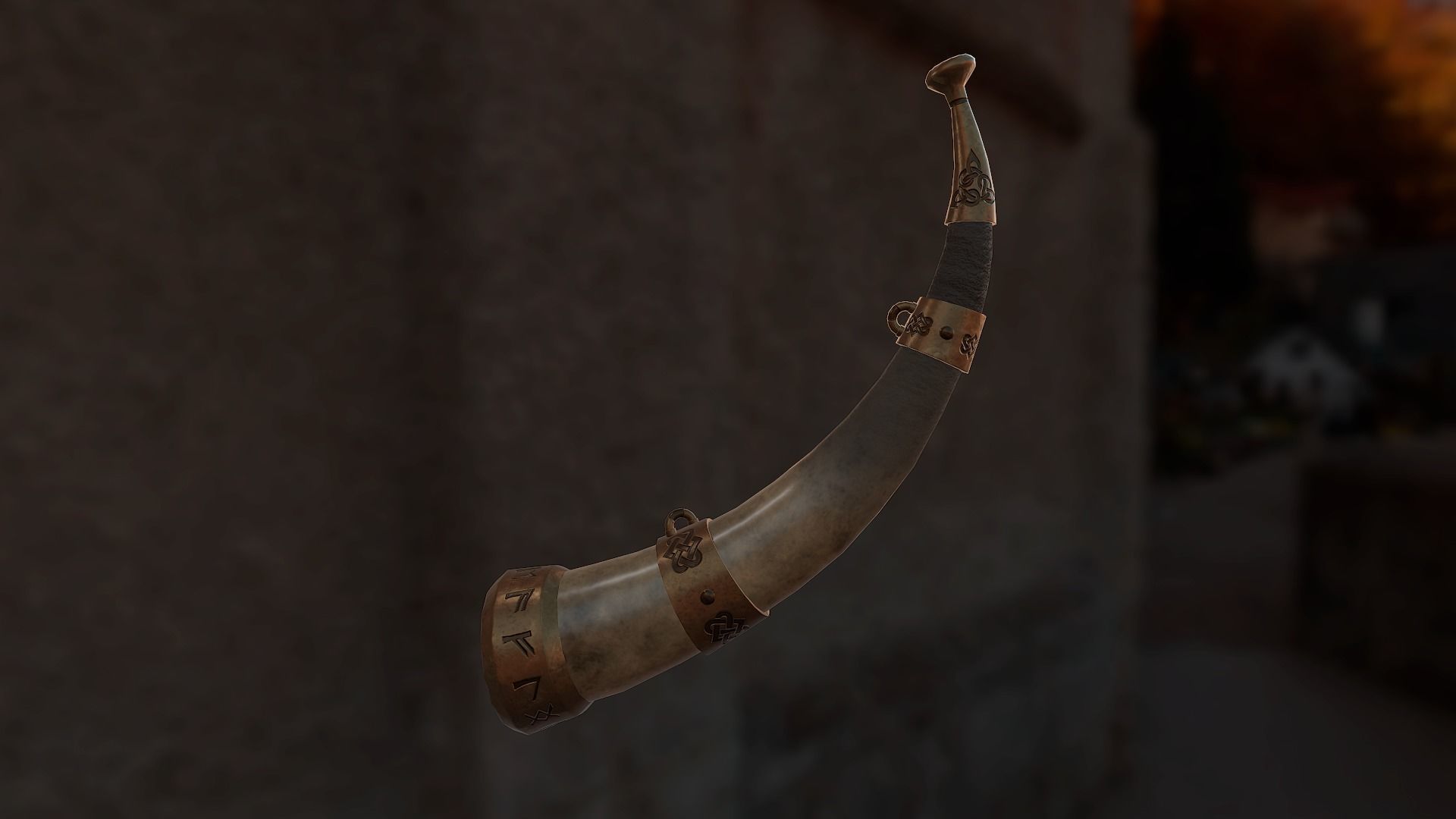 Runed horn Low-poly 3D model_2
