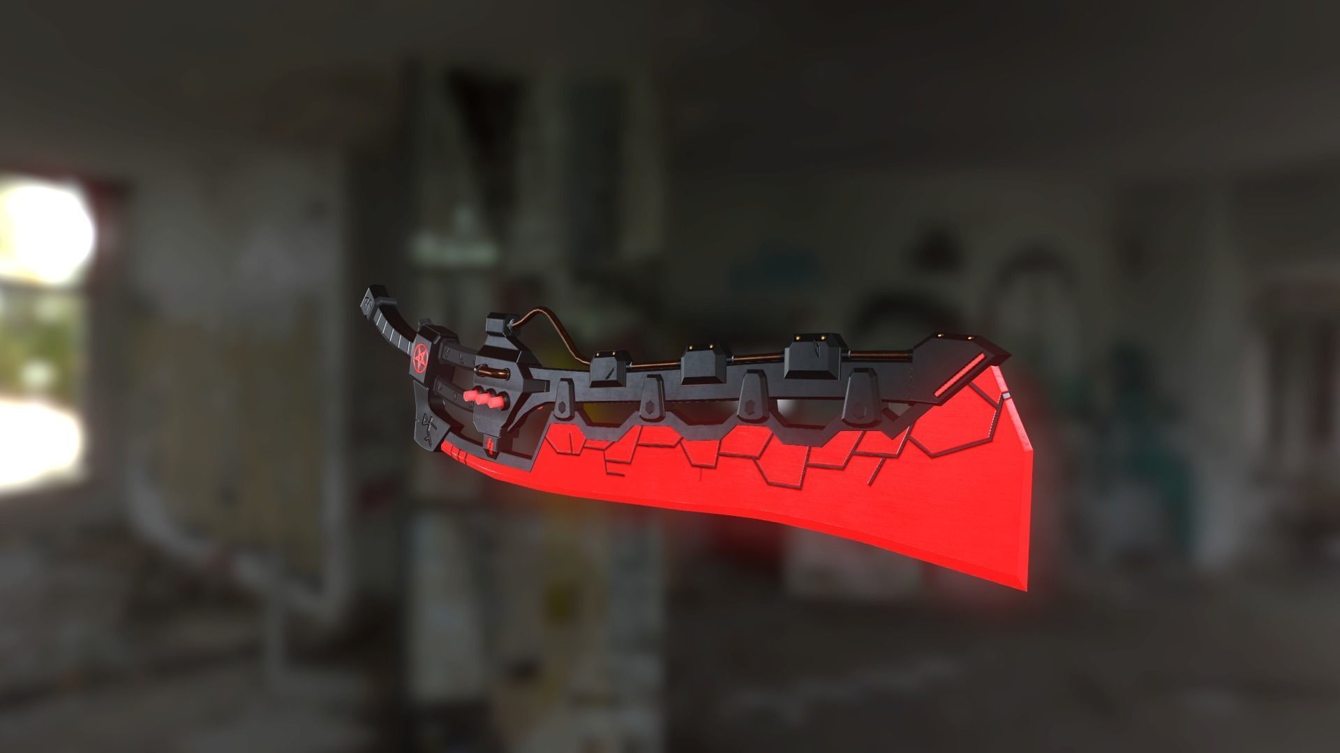 Demonic sci-fi katana  Low-poly 3D model_1