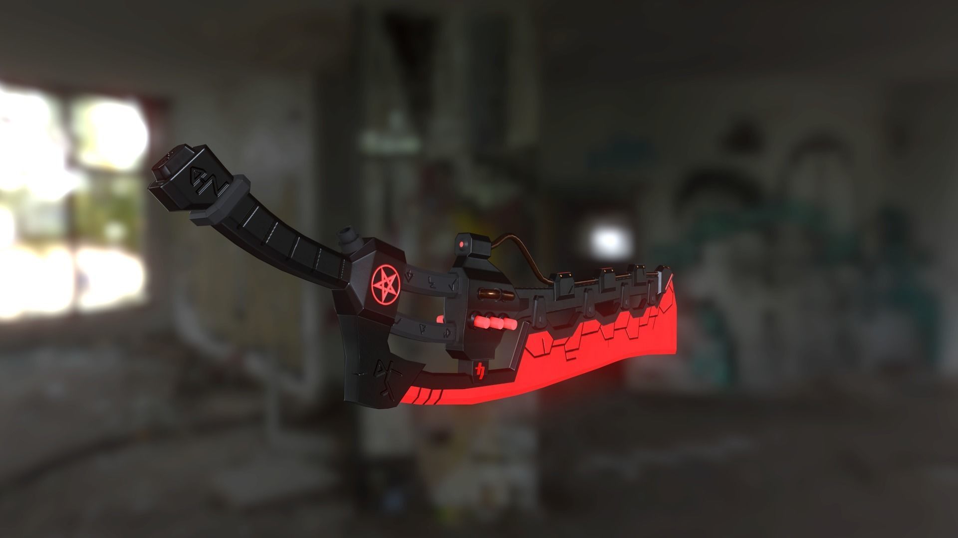 Demonic sci-fi katana  Low-poly 3D model_2