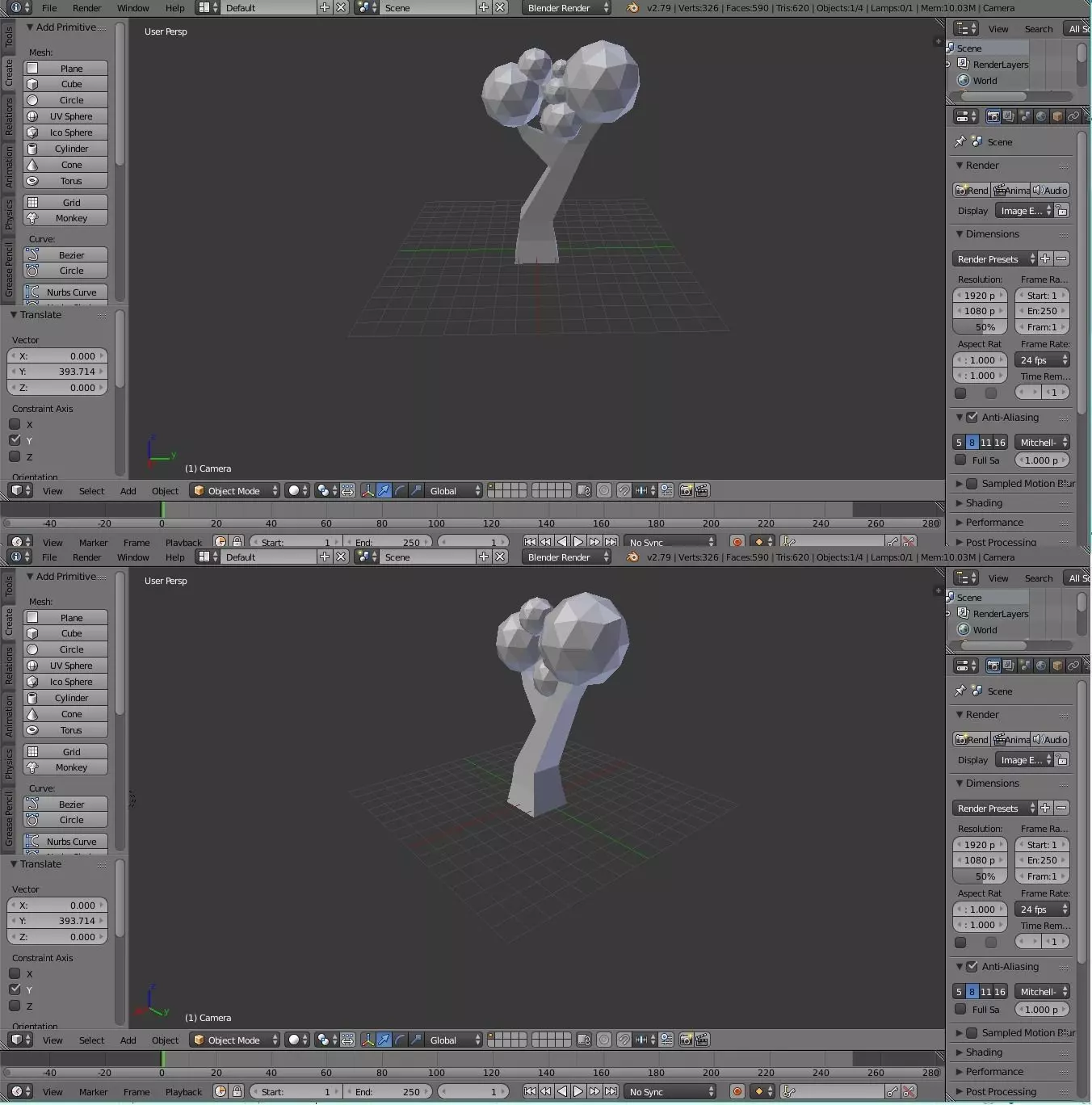 Drzewo brzydkie Low-poly 3D model_0