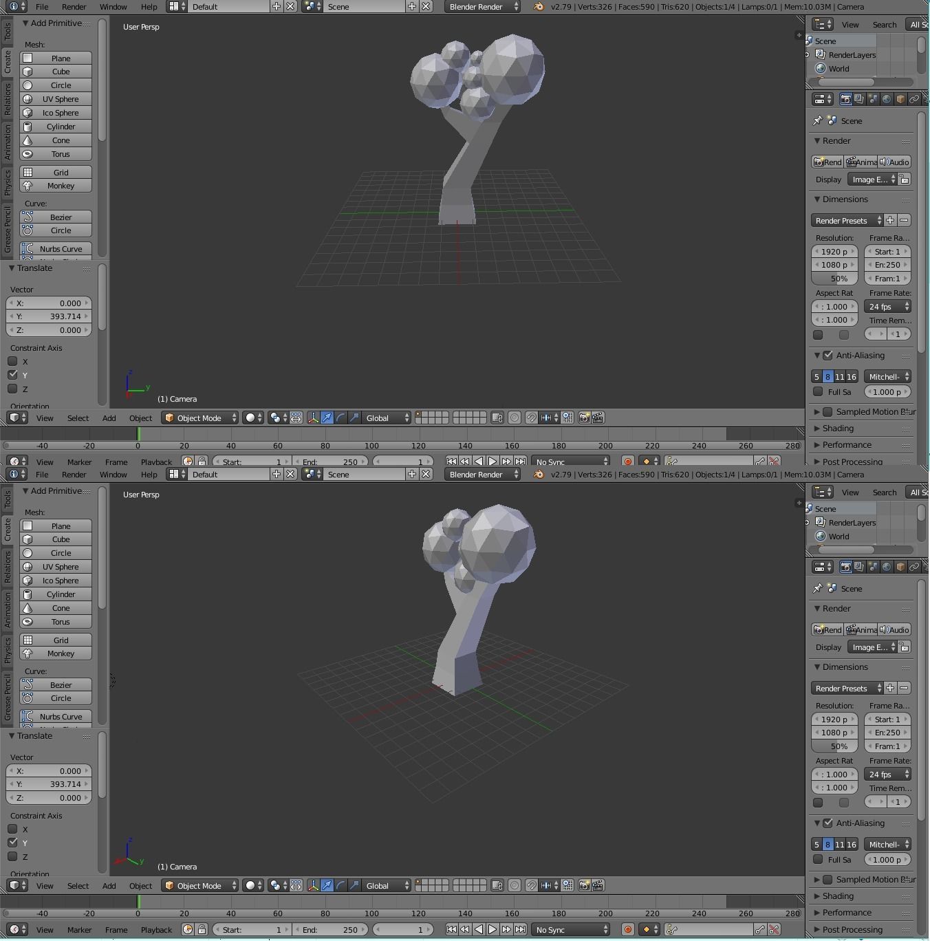 Drzewo brzydkie Low-poly 3D model_1