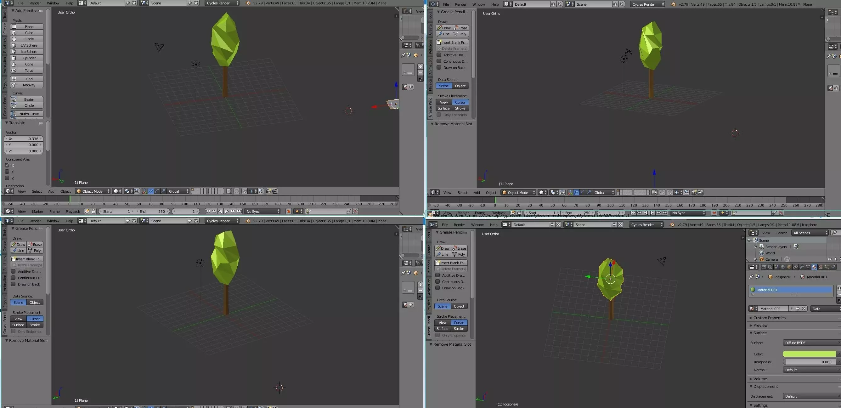 Tree low  poly 3d 3D model_0