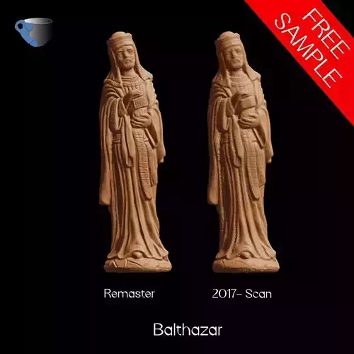 FREE Balthazar Christmas nativity crib Figurine Free 3D print model FREE Balthazar Christmas nativity crib Figurine Free 3D print model