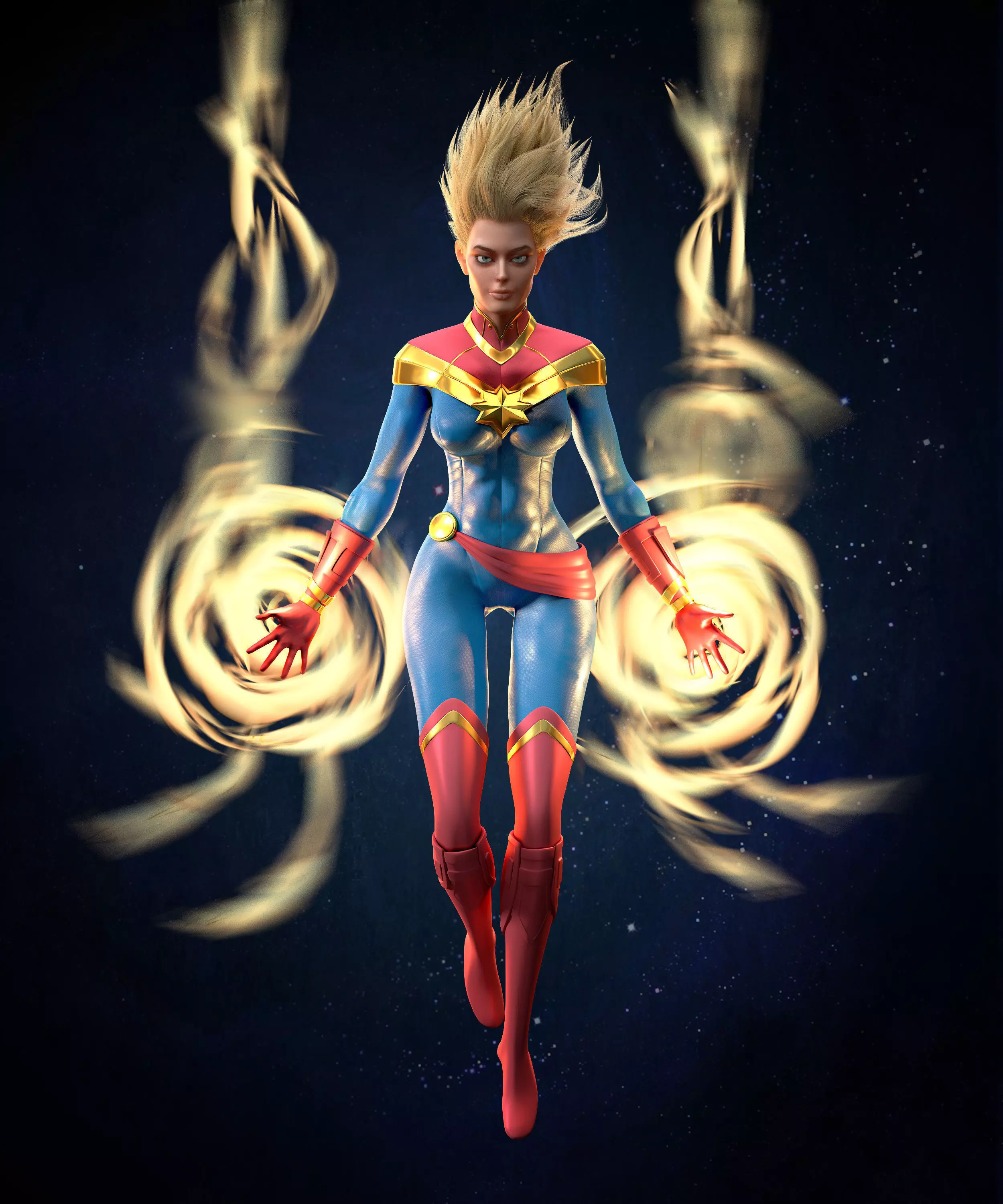 Captain Marvel Rigged Low-poly 3D model