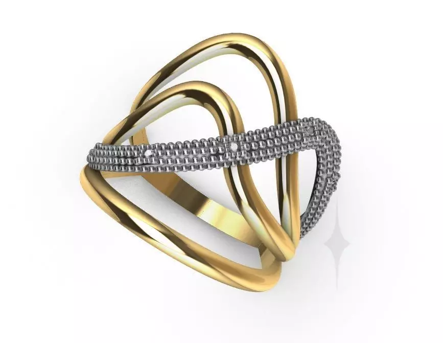 Ring Curves diamond 3D print model 3D print model