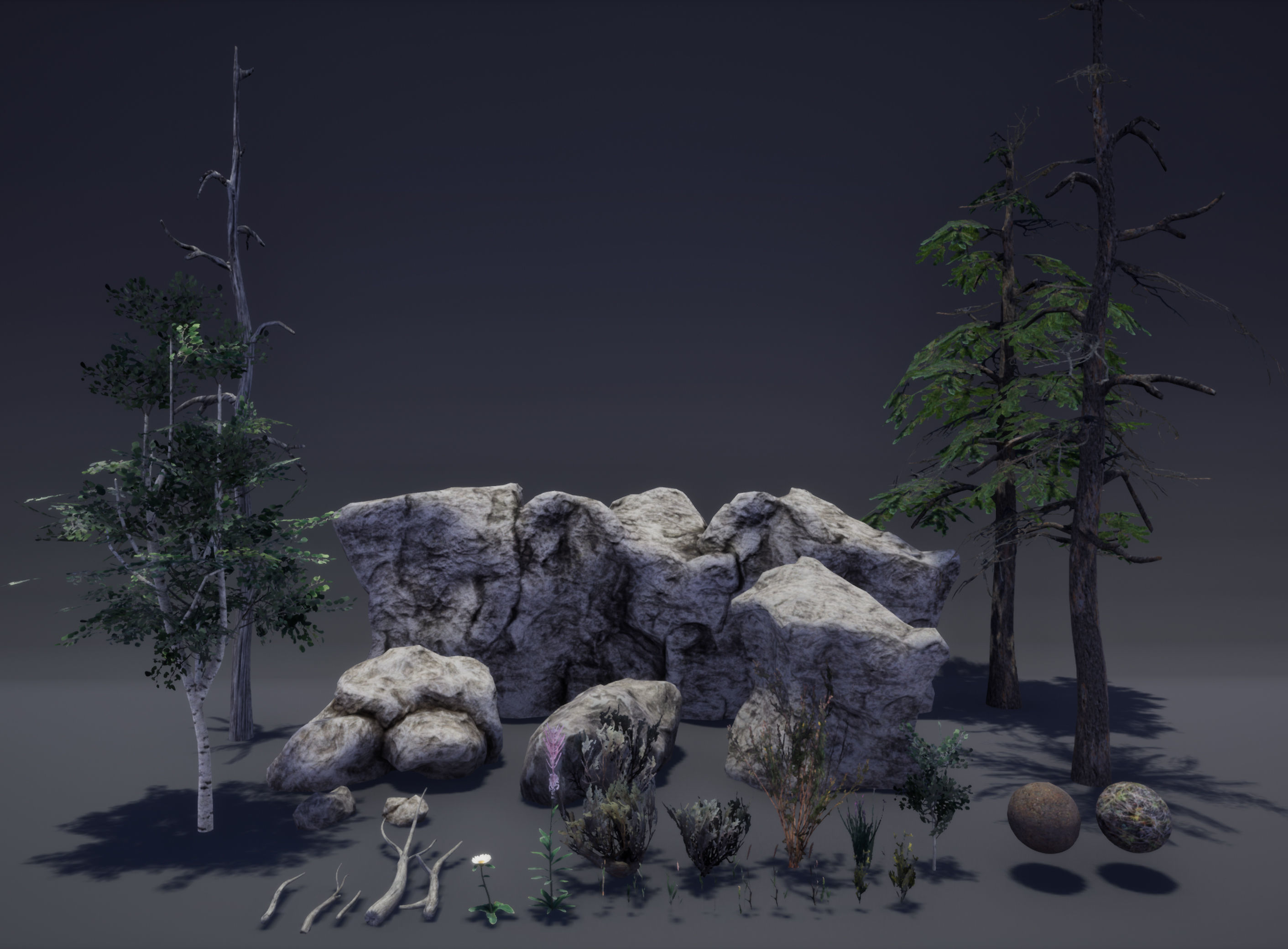Mountain Forest Pack Low-poly 3D model_1