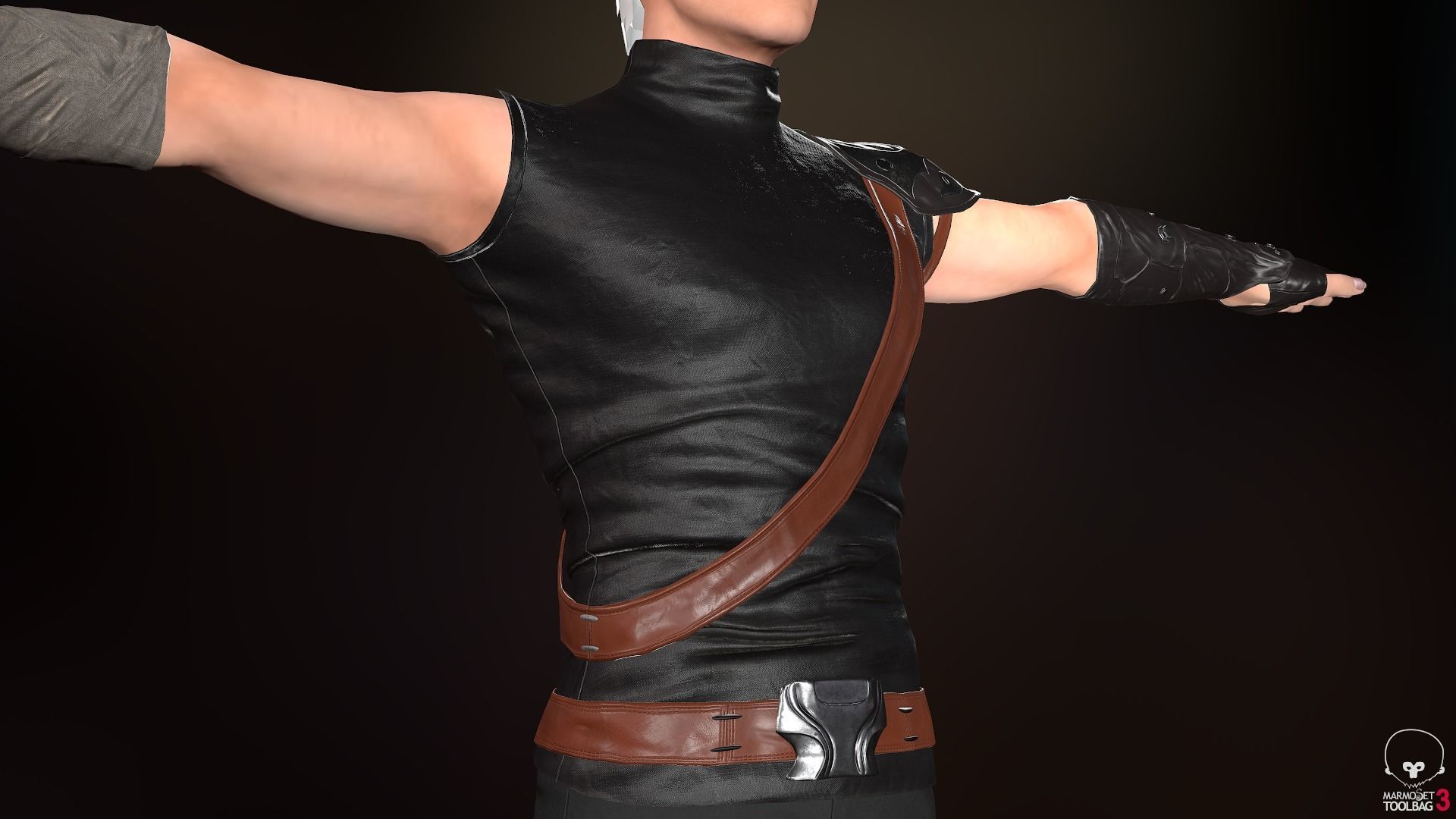 Male Ninja Outfit Low-poly 3D model_16