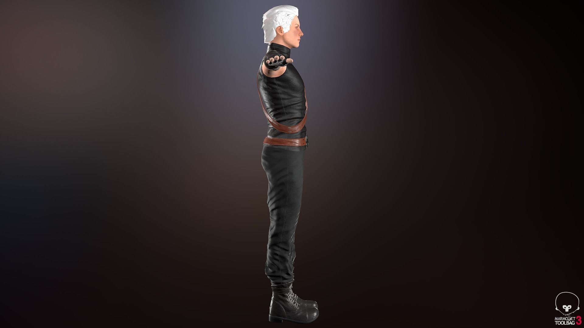 Male Ninja Outfit Low-poly 3D model_6