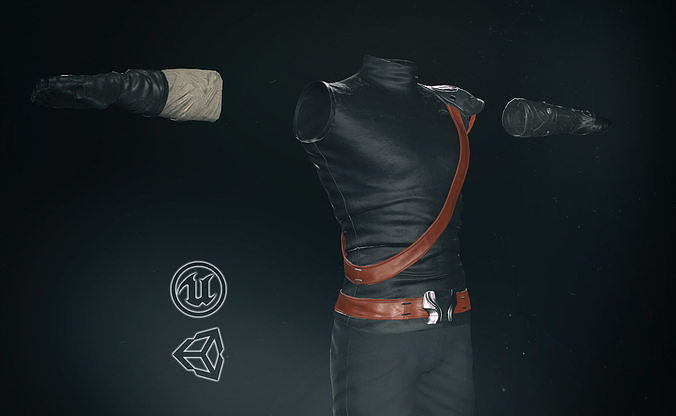 Male Ninja Outfit Low-poly 3D model