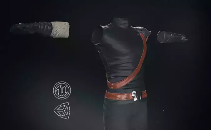 Male Ninja Outfit Low-poly 3D model
