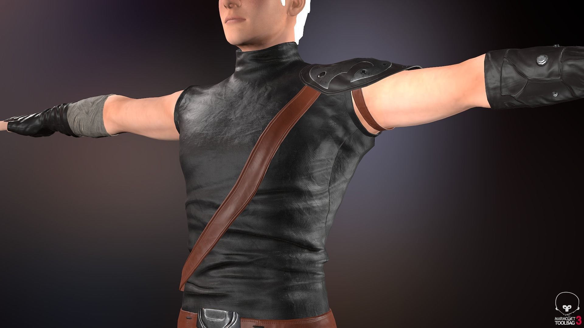 Male Ninja Outfit Low-poly 3D model_10