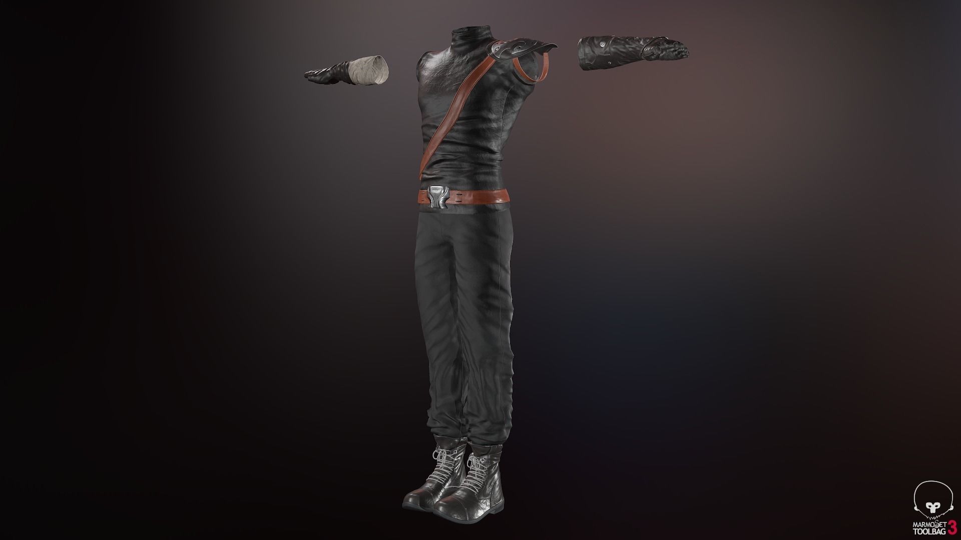 Male Ninja Outfit Low-poly 3D model_79