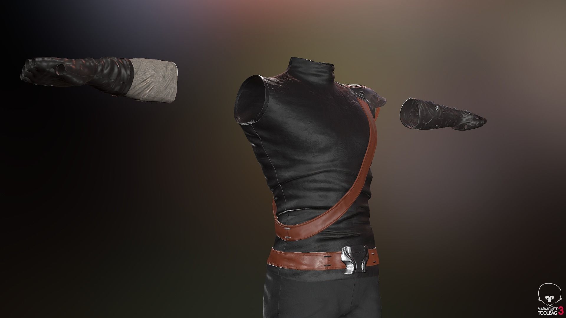 Male Ninja Outfit Low-poly 3D model_83