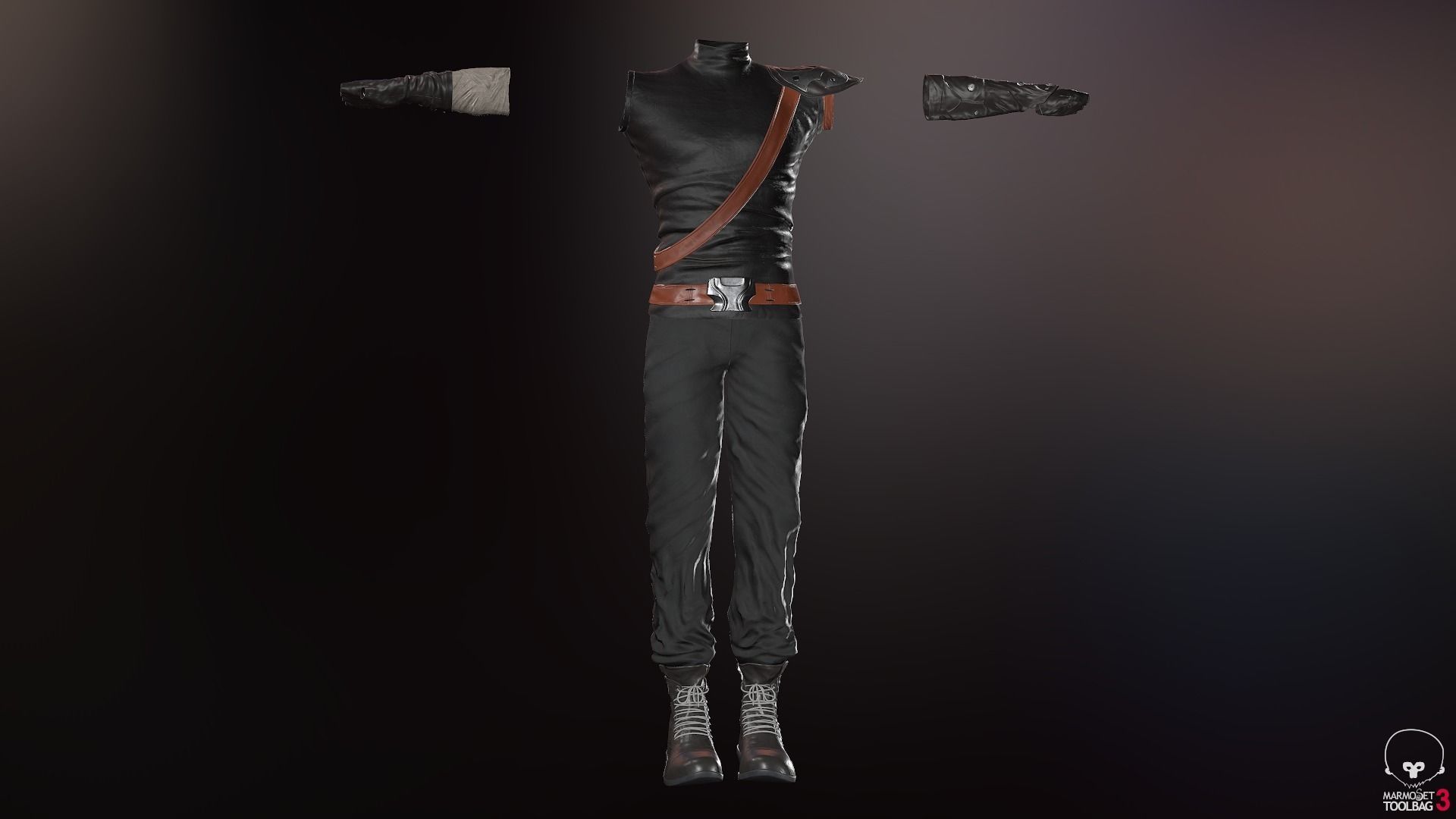 Male Ninja Outfit Low-poly 3D model_78