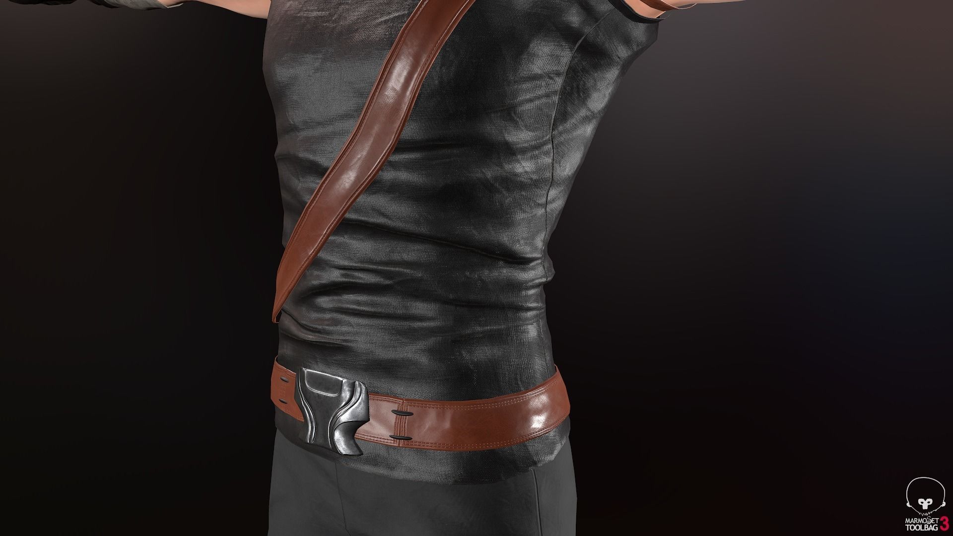 Male Ninja Outfit Low-poly 3D model_2