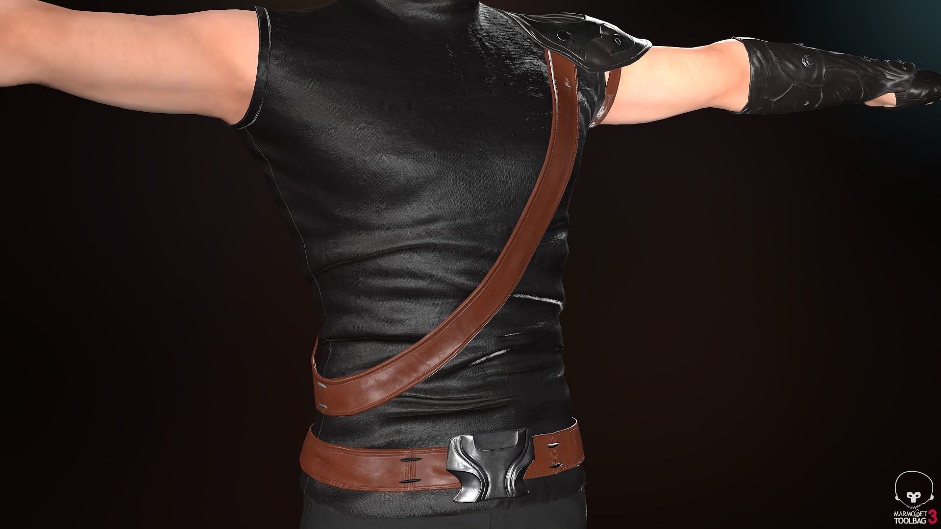 Male Ninja Outfit Low-poly 3D model_12