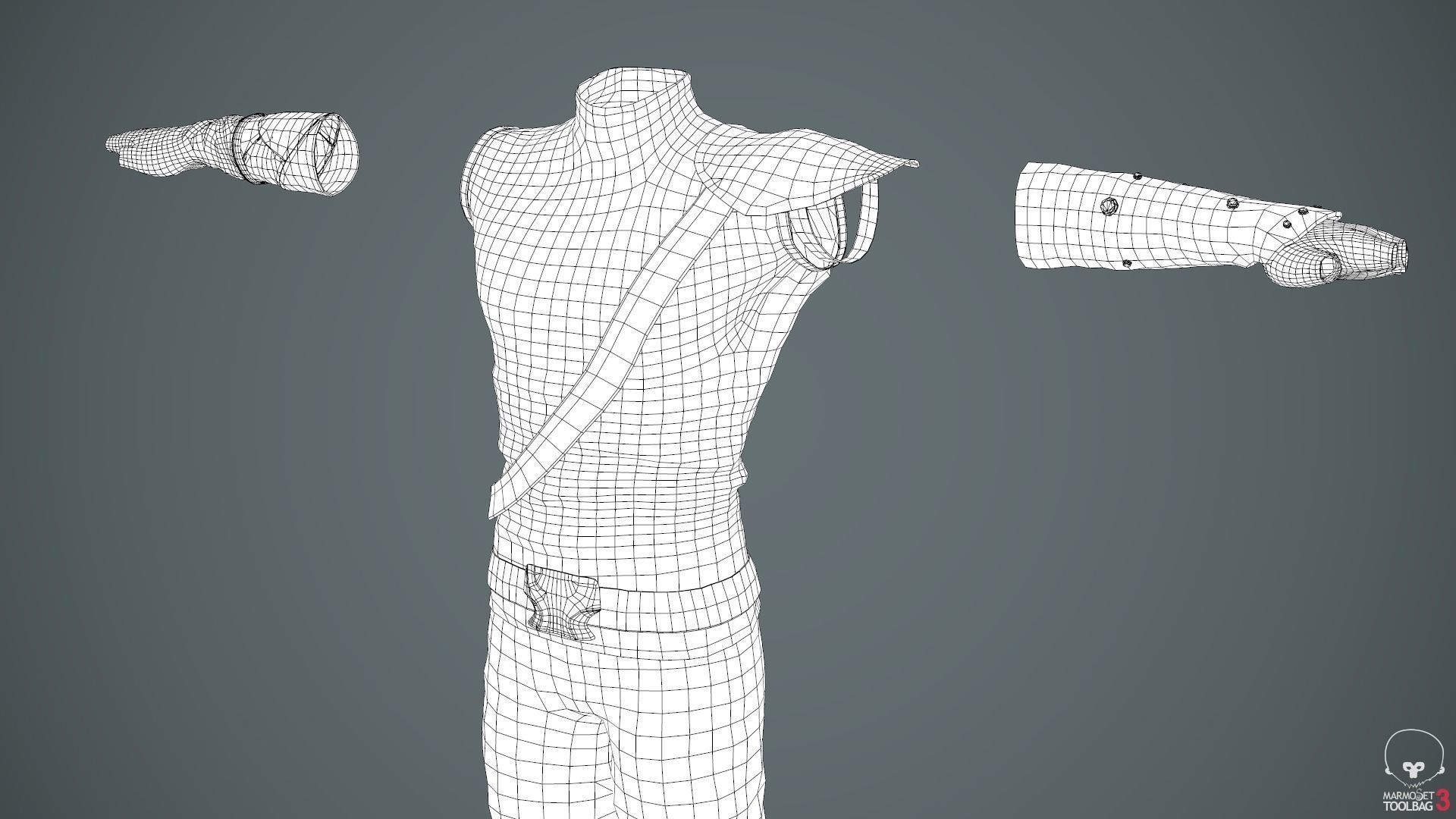 Male Ninja Outfit Low-poly 3D model_89