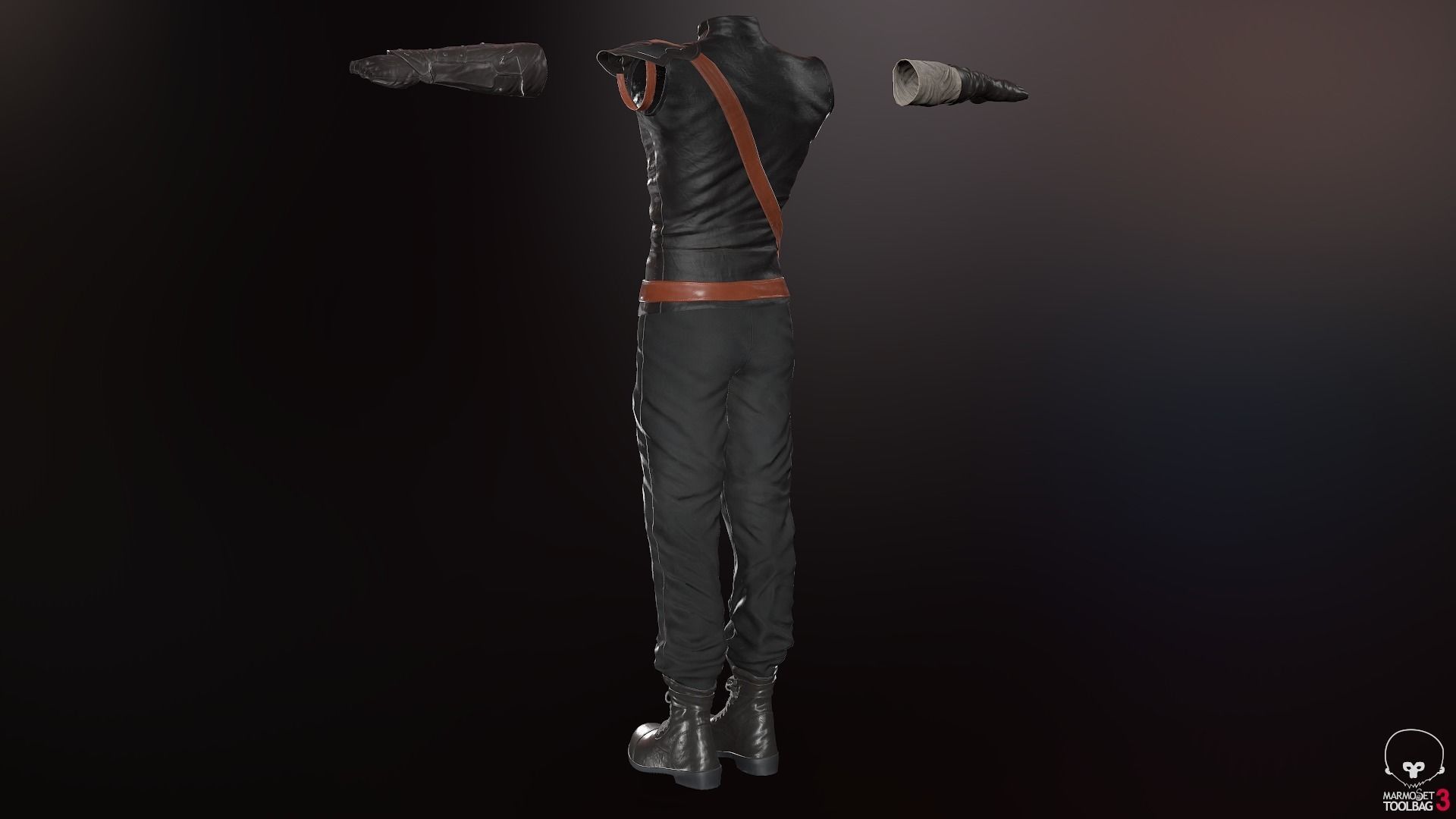 Male Ninja Outfit Low-poly 3D model_80