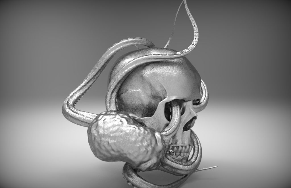 Jewelery detailed Octopus ocean sea king monster with man skull 3D print model_8