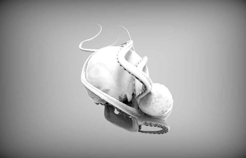 Jewelery detailed Octopus ocean sea king monster with man skull 3D print model_5