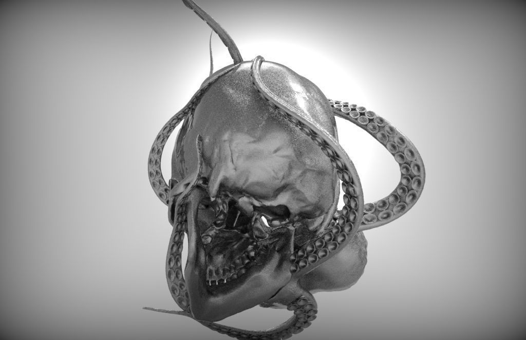 Jewelery detailed Octopus ocean sea king monster with man skull 3D print model_3