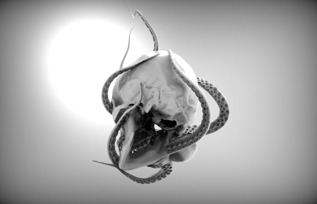 Jewelery detailed Octopus ocean sea king monster with man skull 3D print model_6