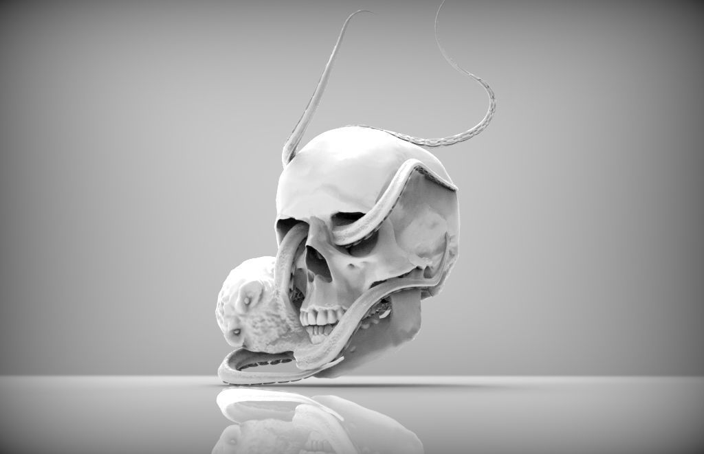 Jewelery detailed Octopus ocean sea king monster with man skull 3D print model_7