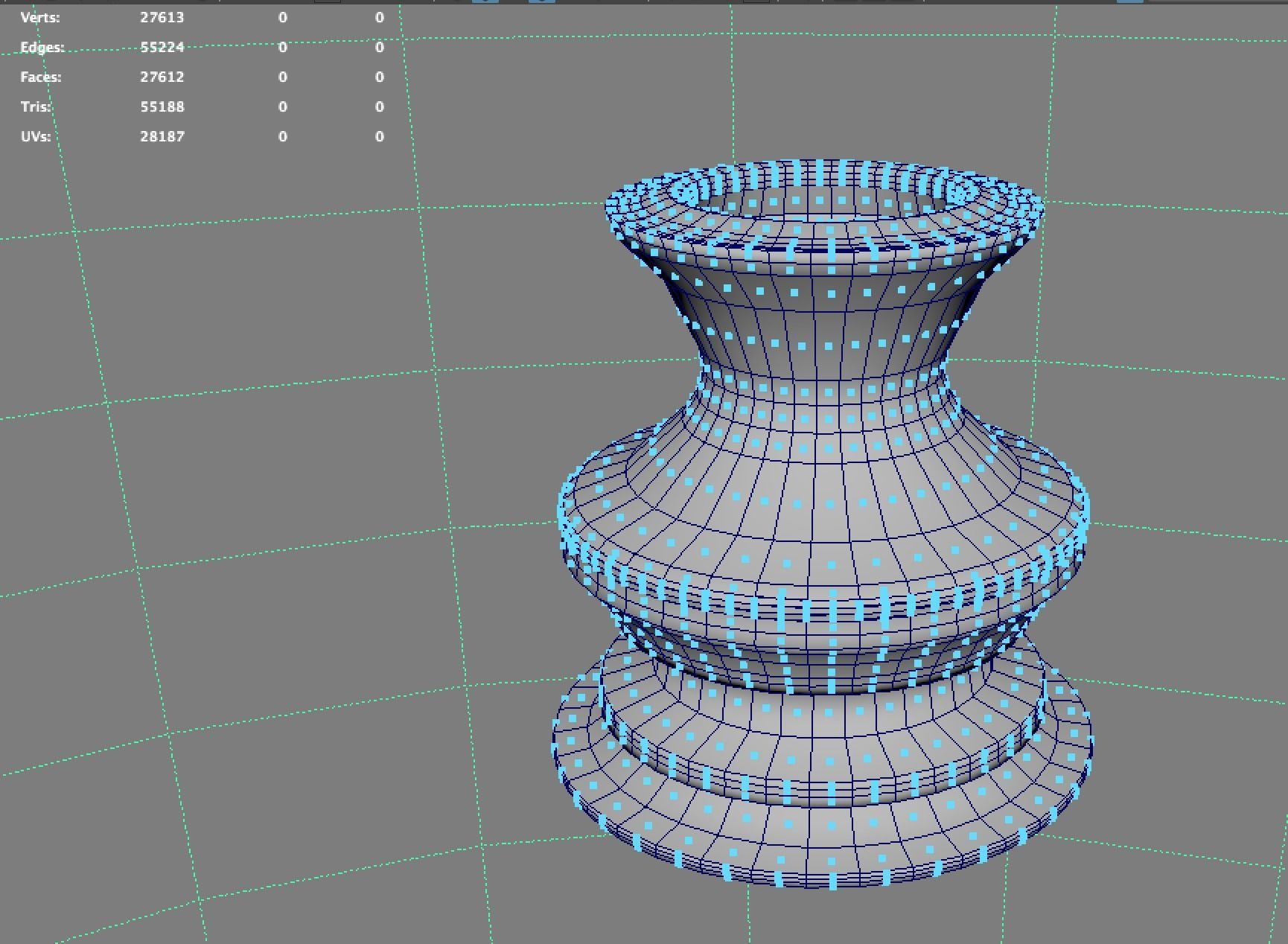 Blue splatter granite with black marble trim floor vase 3D model_3